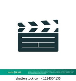 Movie Clapper Board Icon Vector Logo Template Illustration Design. Vector EPS 10.