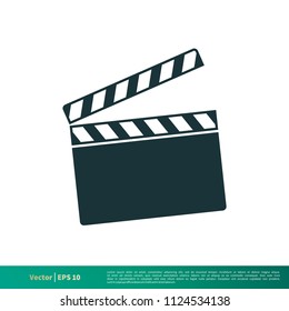 Movie Clapper Board Icon Vector Logo Template Illustration Design. Vector EPS 10.
