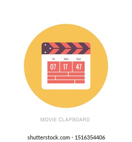 Movie Clapper board icon vector illustration. Yellow theme concept