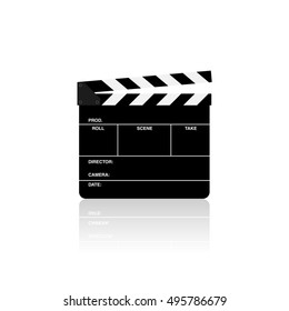 Movie clapper board isolated on white background vector illustration