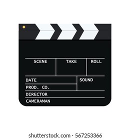 Movie clapper board isolated on white background. Mockup clapperboard. Vector illustration