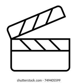 Movie clapper board line icon. Film production pictogram. Minimalistic vector illustration isolated on white background