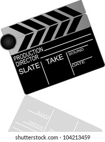 Movie clapper board with reflection. Vector illustration