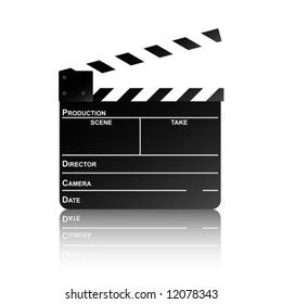 Movie clapper board with reflection. Vector illustration