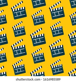 movie clapper board seamless pattern vector illustration background