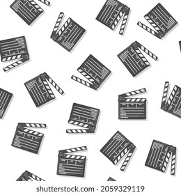 Movie Clapper Board Seamless Pattern On A White Background. Movie Production Icon Vector Illustration