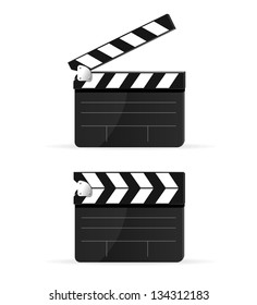 Movie clapper board set isolated