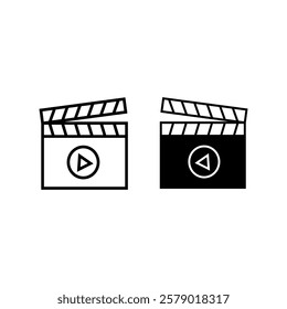 Movie clapper board set, on white background,