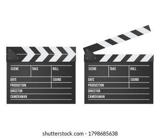 Movie clapper board slapstick isolated on white vector illustration