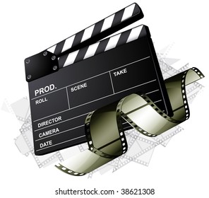 Movie clapper board. Vector.