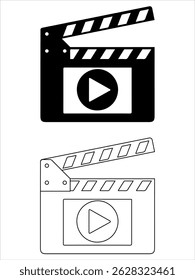 Movie clapper board vector, Cinema clapper icon. The symbol of filming a movie.