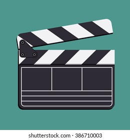 Movie clapper board, vector. Cinematography clapboard slate design element. Show business film production industry item clapper board