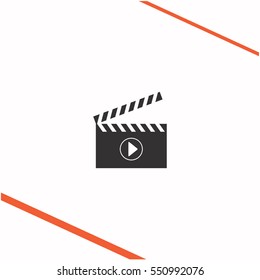 Movie clapper board vector grey icon on white background. Movie clapper board symbol stock   illustration. Business picture.