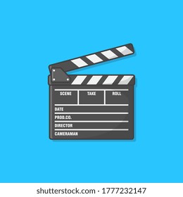 Movie Clapper Board Vector Icon Illustration. Cinema Clapperboard Icon. Movie Production