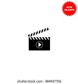 Movie clapper board vector icon isolated on white background.