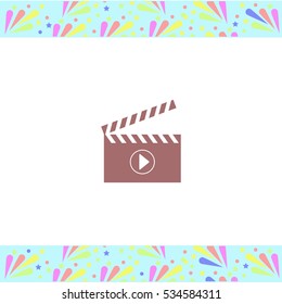Movie clapper board vector icon on white background. Isolated illustration. Business picture.