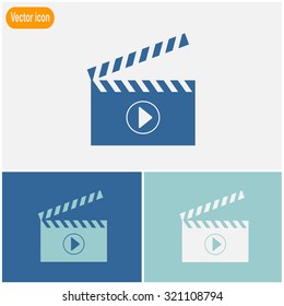 Movie clapper boards vector icon.