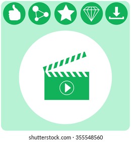 Movie clapper boards vector icon.