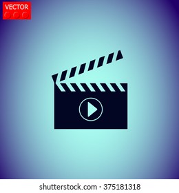 Movie clapper boards vector icon.