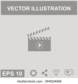 Movie clapper boards vector icon.