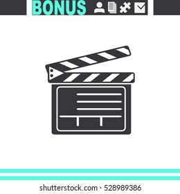 Movie clapper boards vector icon.