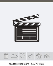 Movie clapper boards vector icon.