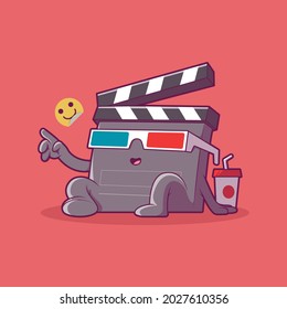 Movie Clapper character vector illustration. Entertainment, movies, imagination design concept.