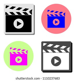 movie clapper cinema. simple flat vector icon illustration on four different color backgrounds