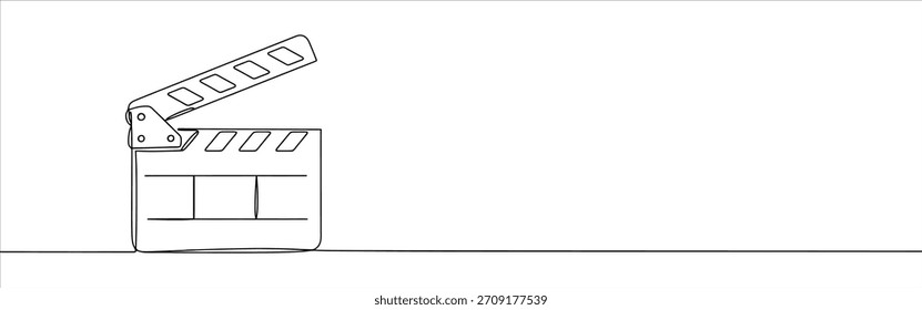 Película clapper continuo de una línea de dibujo. Tablero de clapper abierto.