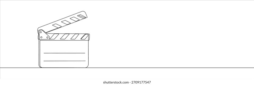 Película clapper continuo de una línea de dibujo. Tablero de clapper abierto.