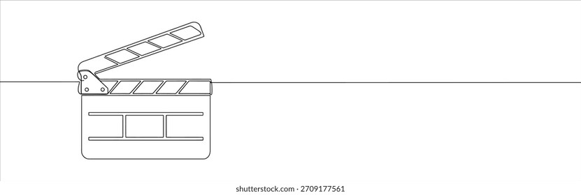 Película clapper continuo de una línea de dibujo. Tablero de clapper abierto.