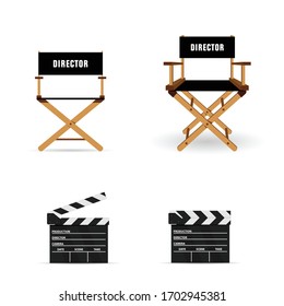 movie clapper and director chair art illustration