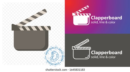 movie clapper flat icon. line icon