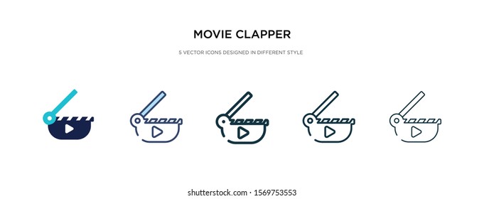movie clapper icon in different style vector illustration. two colored and black movie clapper vector icons designed in filled, outline, line and stroke style can be used for web, mobile, ui