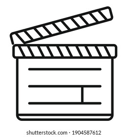 Movie clapper icon. Outline movie clapper vector icon for web design isolated on white background