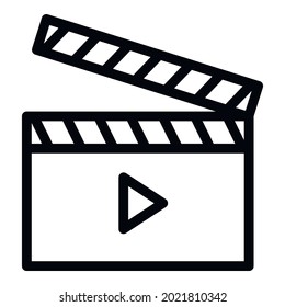 Movie clapper icon. Outline Movie clapper vector icon for web design isolated on white background