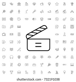 Movie clapper icon. set of outline entertainment icons.