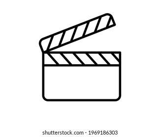 movie clapper icon. simple outline movie clapper vector icon. on white background