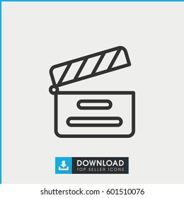 movie clapper icon. simple outline movie clapper vector icon. on white background.