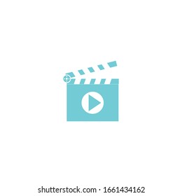 Vektorillustration-Zeichen für Filmklapper, isoliert für Grafik und Webdesign. Filmklappensymbol-Vorlagenfarbe editierbar auf weißem Hintergrund.