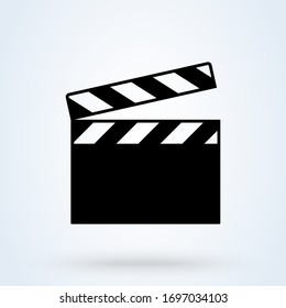 Movie clapper isolated on white. Black open clapperboard. Vector illustration