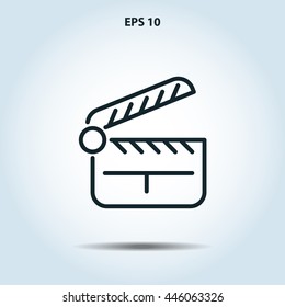 movie clapper line icon