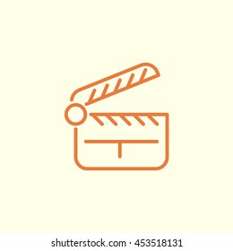 movie clapper line icon