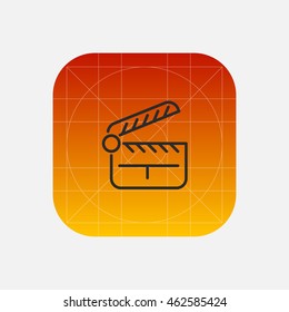 movie clapper line icon