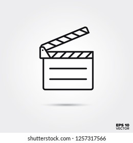 ilustración vectorial del icono de la línea de cierre de película. Símbolo de medios y entretenimiento.