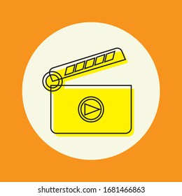 Movie clapper open icon vector