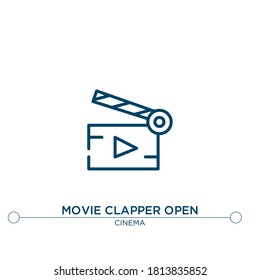 movie clapper open outline vector icon. simple element illustration. movie clapper open outline icon from editable cinema concept. can be used for web and mobile
