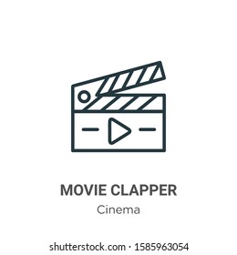 Movie clapper outline vector icon. Thin line black movie clapper icon, flat vector simple element illustration from editable cinema concept isolated on white background