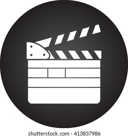 Movie clapper slapstick  sign simple icon on  background