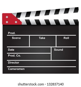 Movie clapper used in the film industry. Background. Vector illustration.